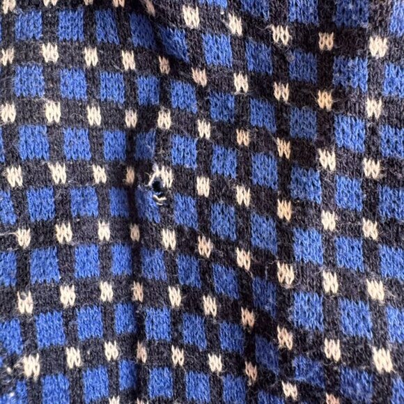 Ted Baker Blue Geometric Checks Wool Blend Crewneck Sweater - Picture 8 of 9